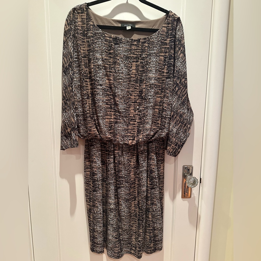 Nine West taupe and black knee length dress.